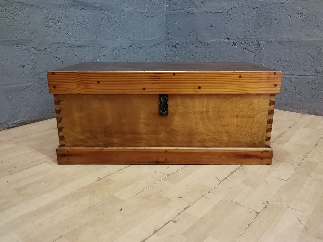Dovetail Oregon Pine Storage Chest / Trunk with Metal Handles and Front Hasp