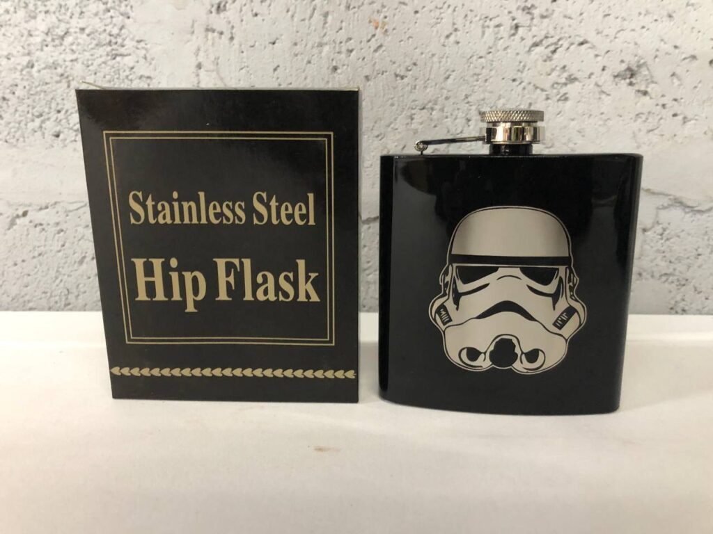 Stainless Steel Hip Flask with Stormtrooper Design – Boxed, Unused
