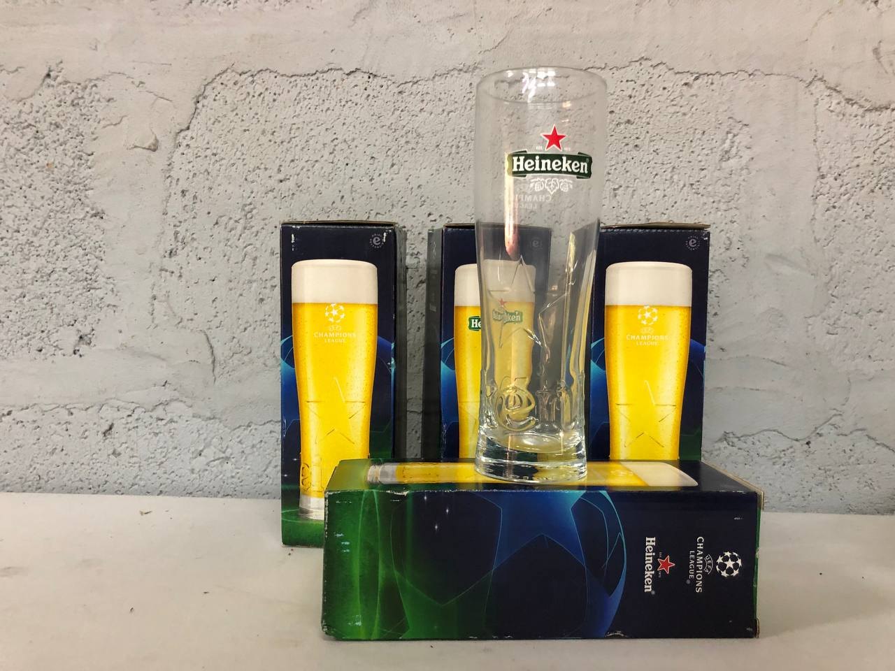 Heineken UEFA Champions League Branded Beer Glasses (Boxed, Set of 4)