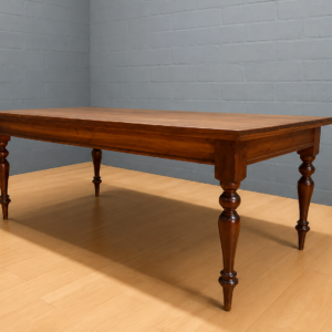 Large Solid-Wood Dining Table (195 x 99 x 75 cm) — Turned Legs, Vintage Style