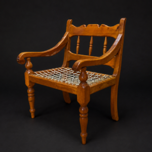Oregon Pine Armchair with Woven Seat — Single