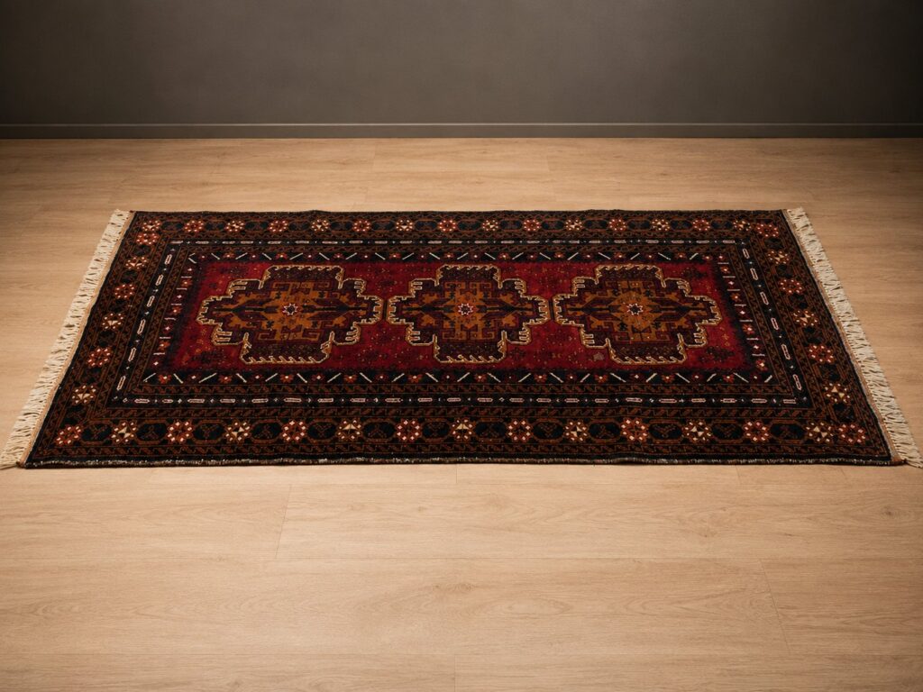 Handwoven Kani CW Baluch Rug – 205×105 cm, Striking Geometric Pattern