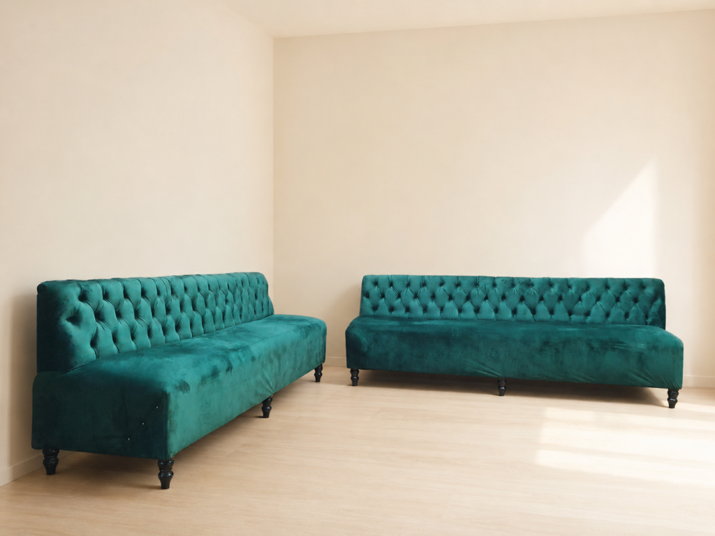Pair of Emerald/Teal Tufted Armless Upholstered Seating (Set of 2)