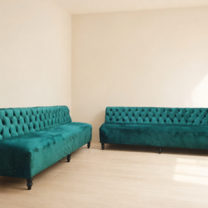 Pair of Emerald/Teal Tufted Armless Upholstered Seating (Set of 2)