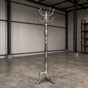 Tall Silver-Coloured Free-Standing Coat Rack / Hat Stand, Height 180 cm