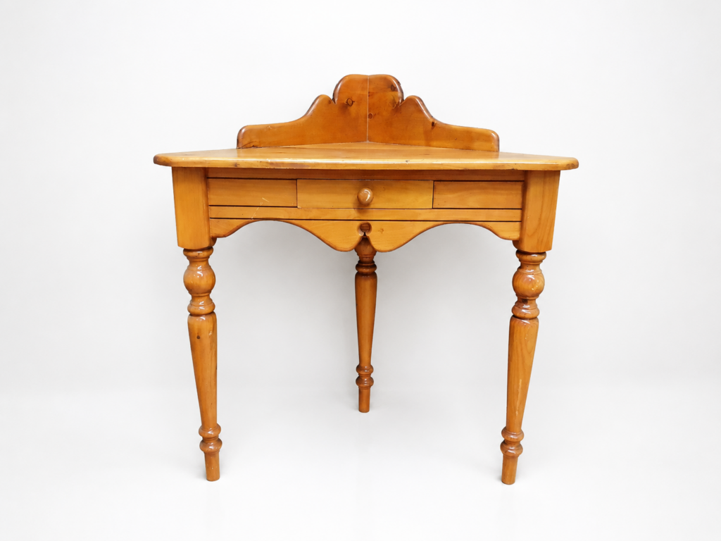 Small Wooden Side Table with Single Drawer and Rear Upstand