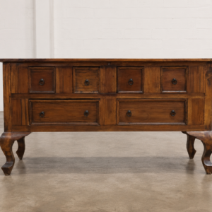 Six-Drawer Wooden Low Chest / Sideboard / Small Dresser — Dark Brown Finish