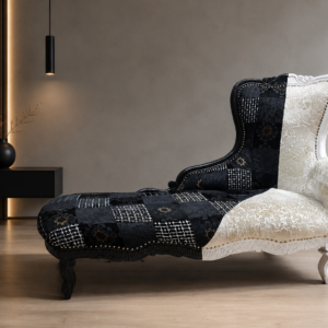 Two-tone Chaise Longue (Recamiere) by KARE Design — Carved Painted Frame