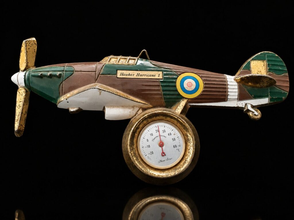 Model Airplane Desk Thermometer – Hawker Hurricane 1, Three Star
