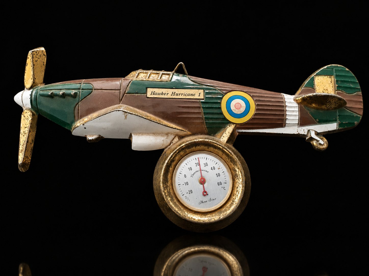 Model Airplane Desk Thermometer – Hawker Hurricane 1, Three Star