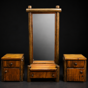 Three-piece dressing cabinet with mirror and two matching nightstands (3-piece set)
