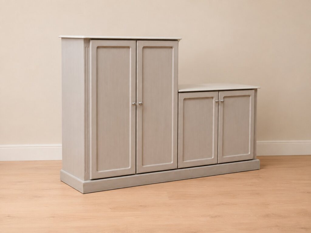 Step-Front Hallway Storage Cabinet – Wardrobe & Cupboard Combo, 121x184x54cm, Very Good Condition