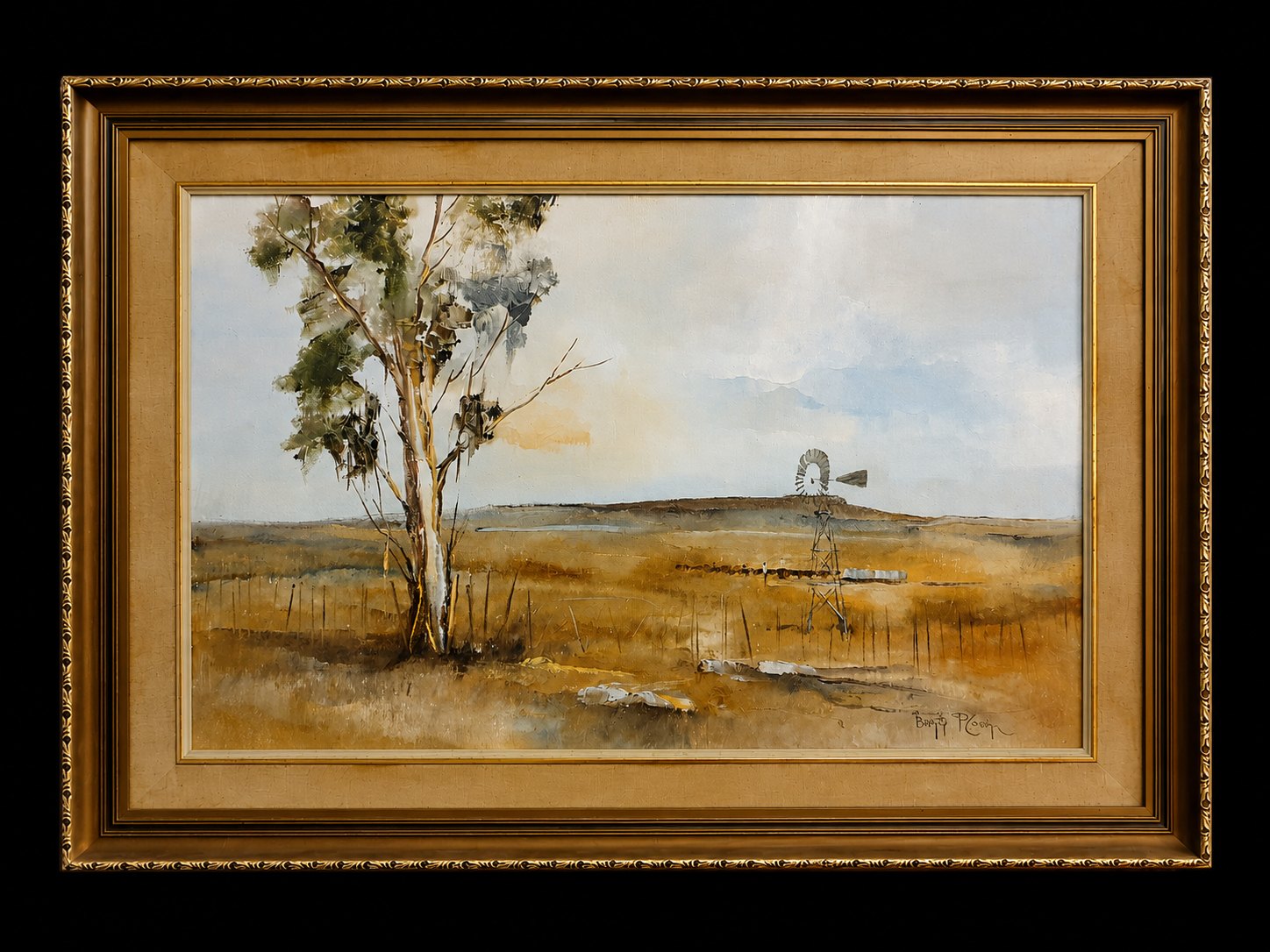 Framed Landscape Painting Signed Barb Ploner – 70 x 95 cm