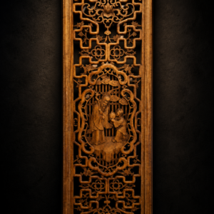 Carved wooden decorative panel, intricate fretwork — 100 x 30 cm