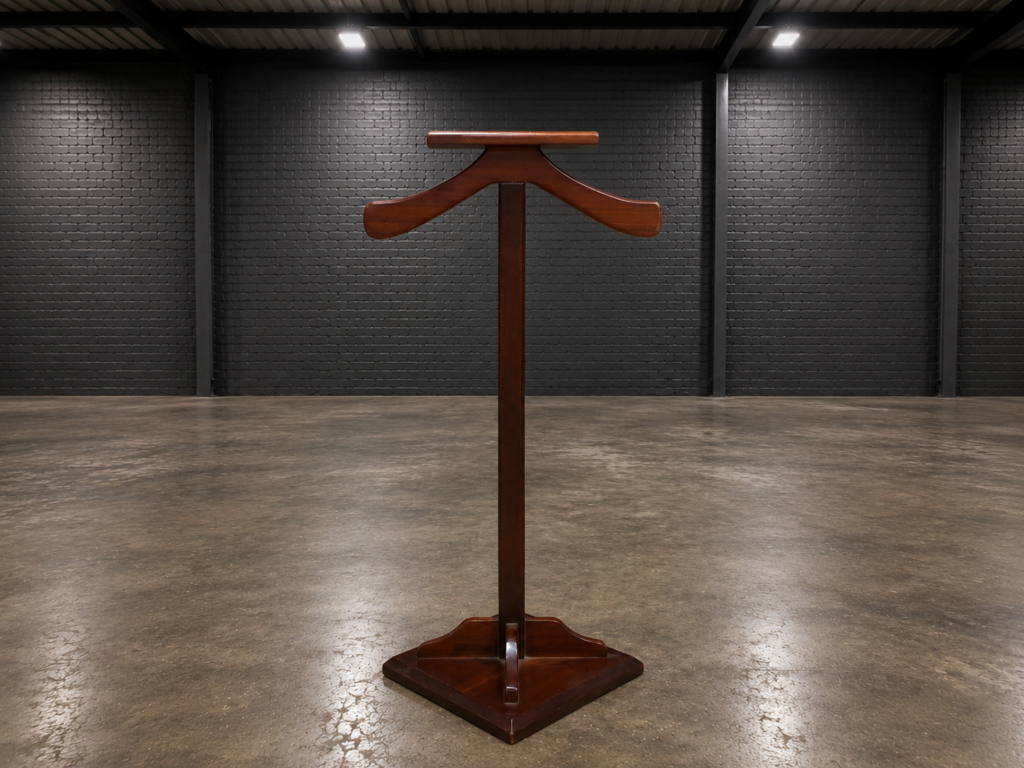 Dark Brown Wooden Valet / Clothes Stand — Freestanding T-Top Design