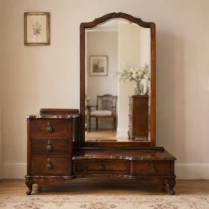 Imbuia Queen Anne-style Dressing Mirror with Low Dressing Chest