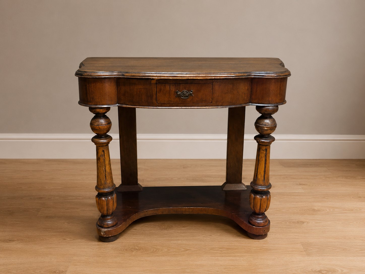 Antique Wooden Side Table with Single Drawer – 99x44x70cm