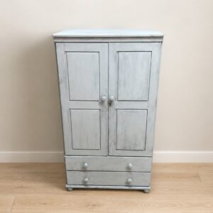 Painted Wooden Wardrobe/Cabinet with Drawers and Key – 158cm High