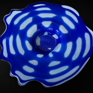 Blue & White Ruffled-Edge Decorative Centerpiece Bowl — 47 cm