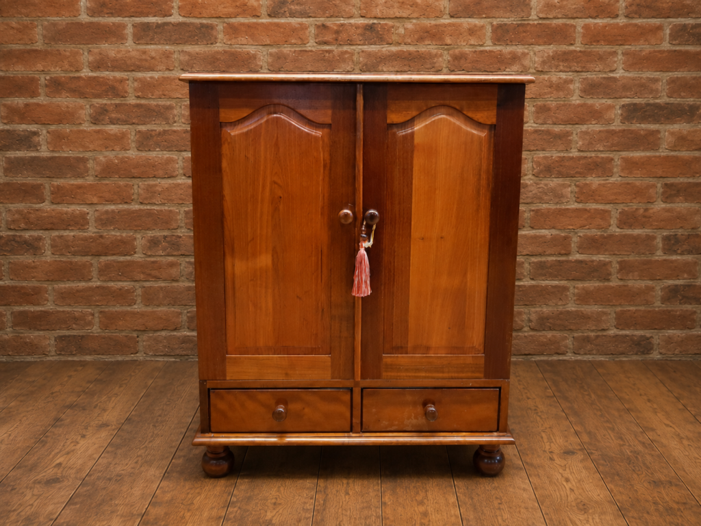Small Wooden Cabinet Cupboard, 2 Doors & 2 Drawers, Key with Tassel (88x50x110cm)