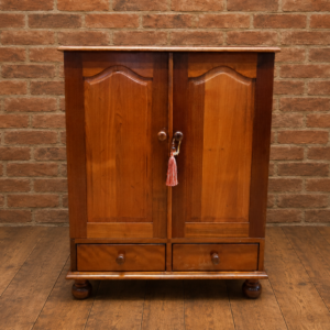 Small Wooden Cabinet Cupboard, 2 Doors & 2 Drawers, Key with Tassel (88x50x110cm)