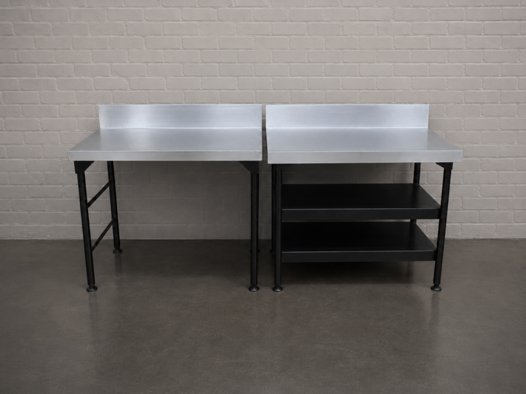 Pair of Commercial Work/Prep Tables with Short Backsplashes (Set of 2)