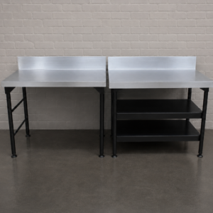Pair of Commercial Work/Prep Tables with Short Backsplashes (Set of 2)