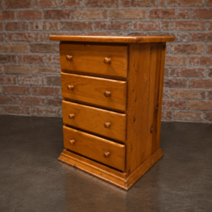 Small Solid-Wood 4-Drawer Chest — Medium Honey Brown, Sturdy Used Piece
