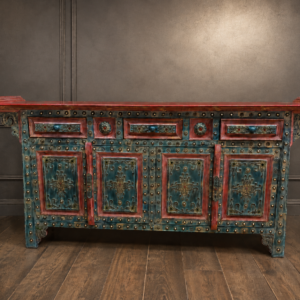 Painted Distressed Sideboard / Cabinet with 3 Drawers & 3 Doors, Decorative Studs