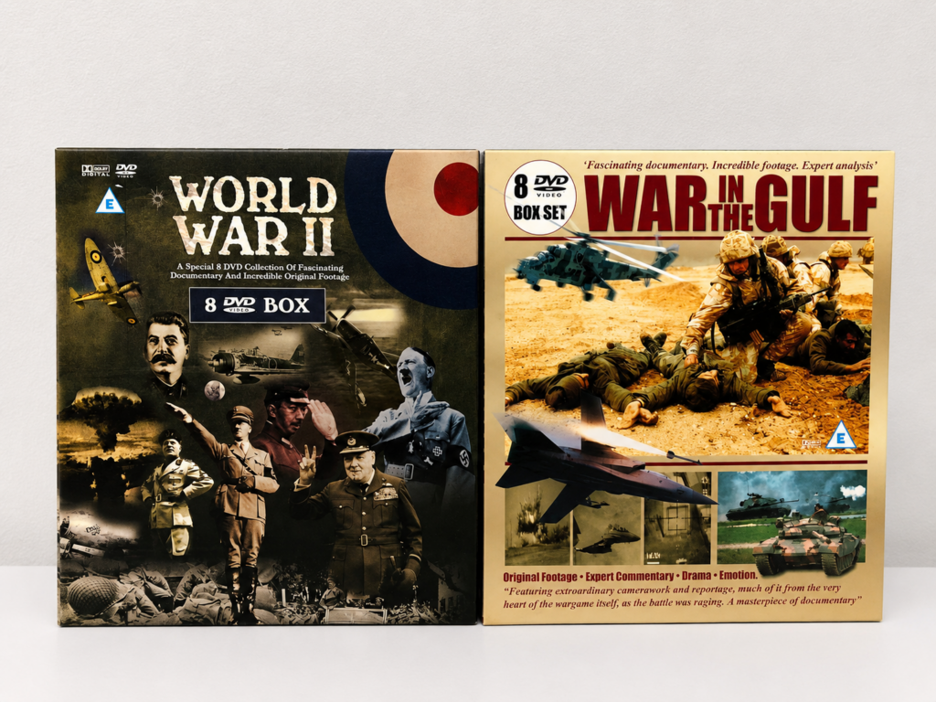 Two Documentary DVD Box Sets – “World War II” & “War in the Gulf” (16 discs)
