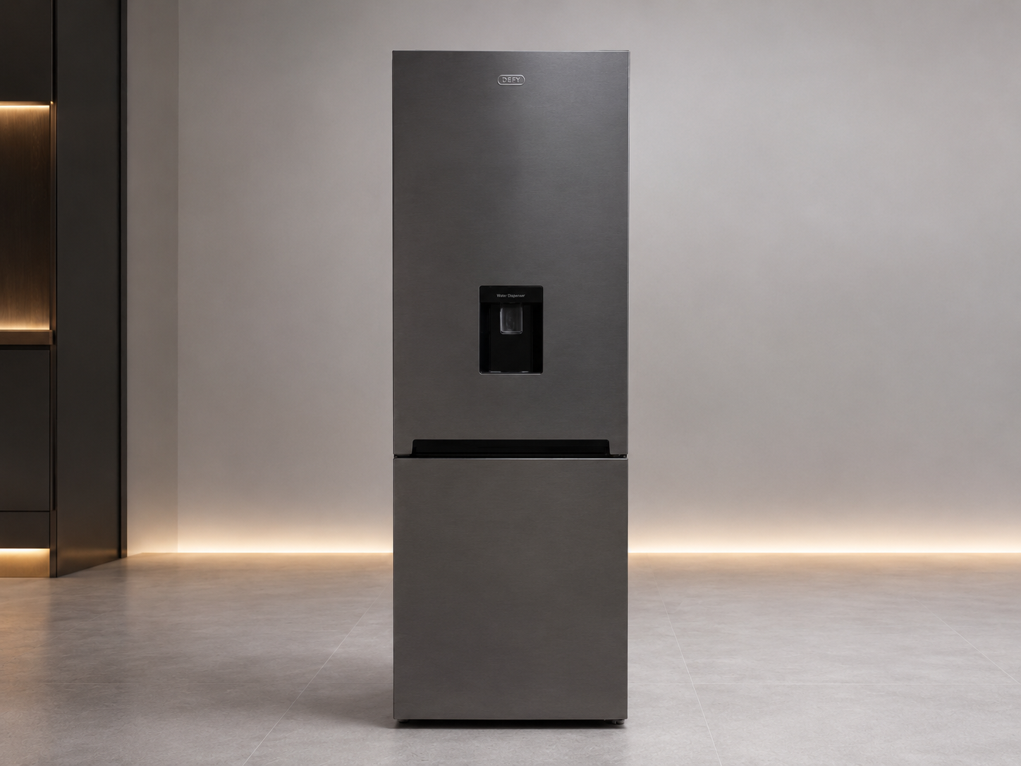 Defy Bottom-Freezer Refrigerator with Water/Ice Dispenser – Dark Grey