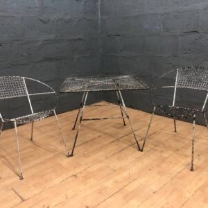 Outdoor Metal Wire Square Table with Two Matching Chairs — 3-Piece Painted Set