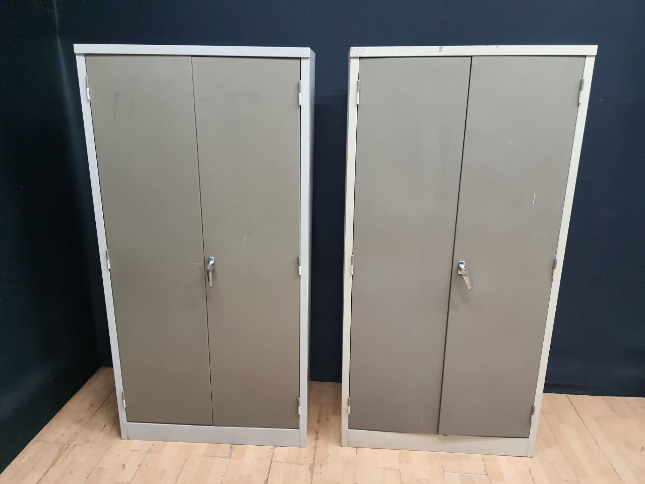 Pair of Metal Storage Cabinets – 4 Shelves Each, No Keys, Used Condition