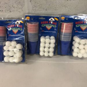 3 x Beer Pong Classic Games Sets – 24 Cups & 24 Balls Each – New & Sealed