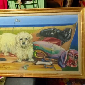 Framed Signed Painting, 61 x 86 cm () — Gilt Frame with Wear