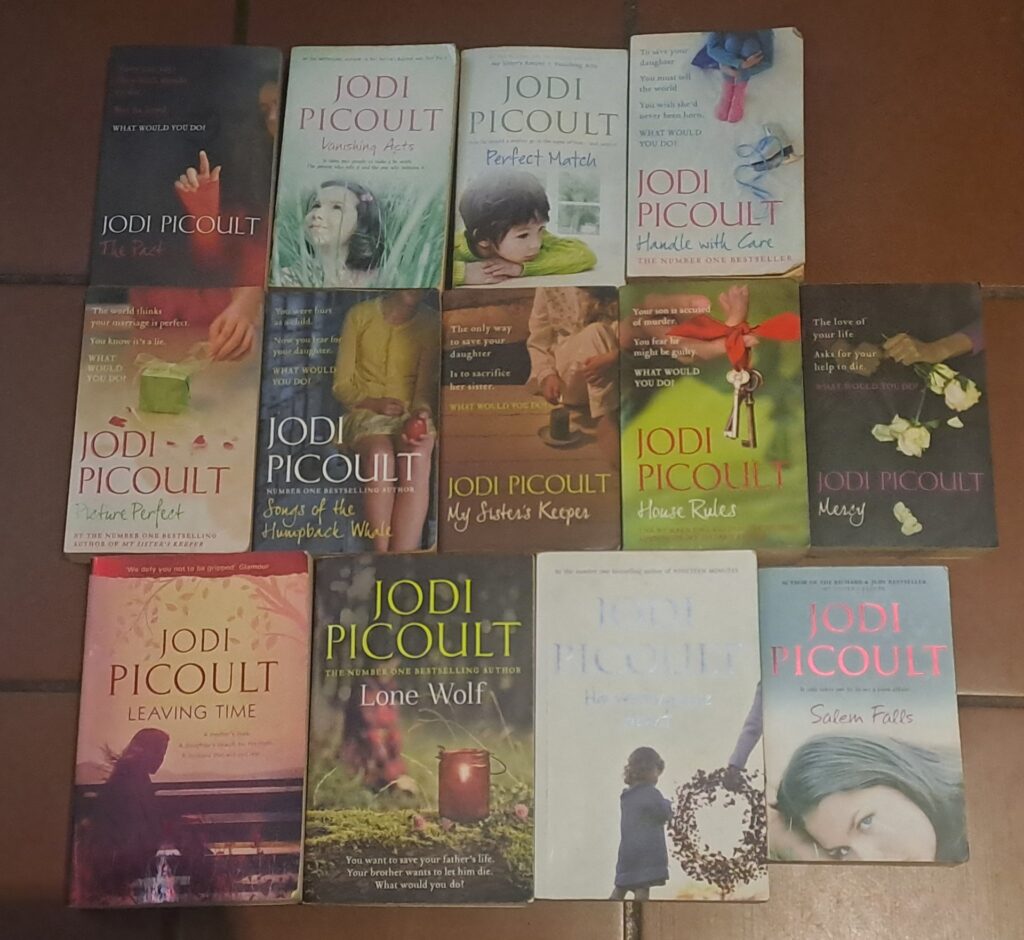 Mixed lot of Jodi Picoult paperback novels — shelf-worn, author-visible covers