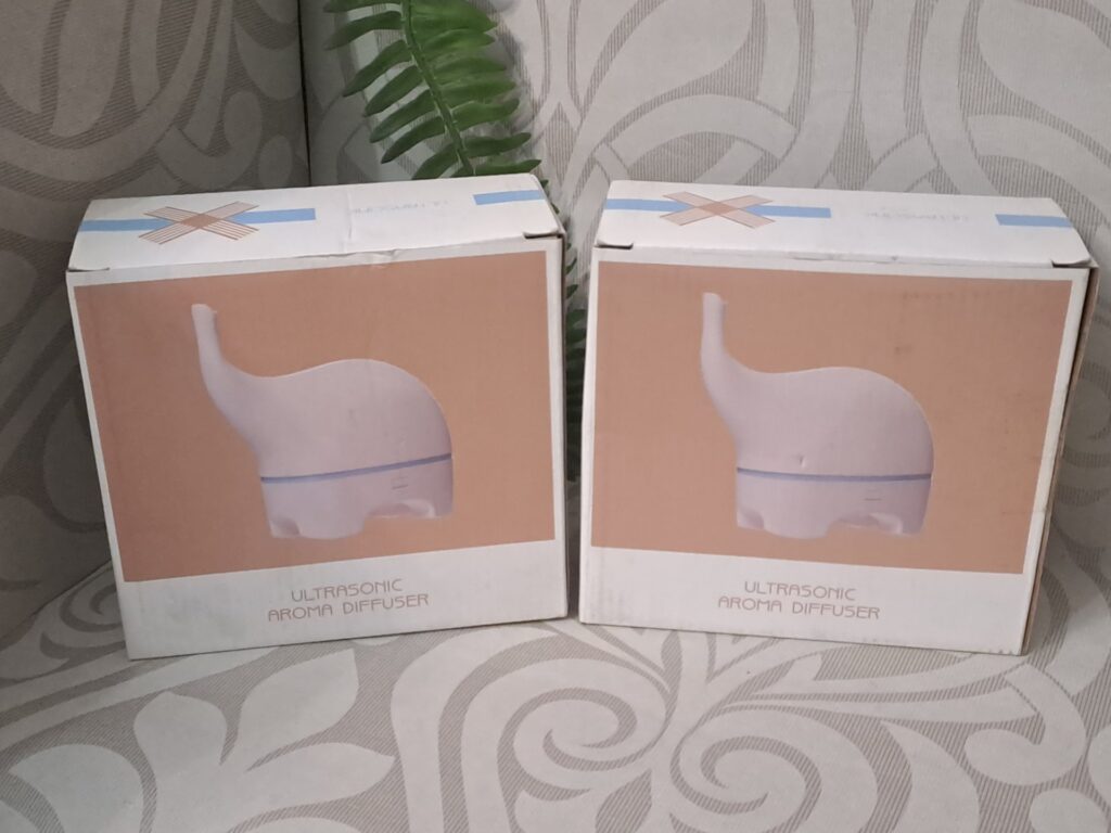 Lot of 2 Boxed Ultrasonic Aroma Diffusers — New, Factory-Sealed (boxes with light wear)