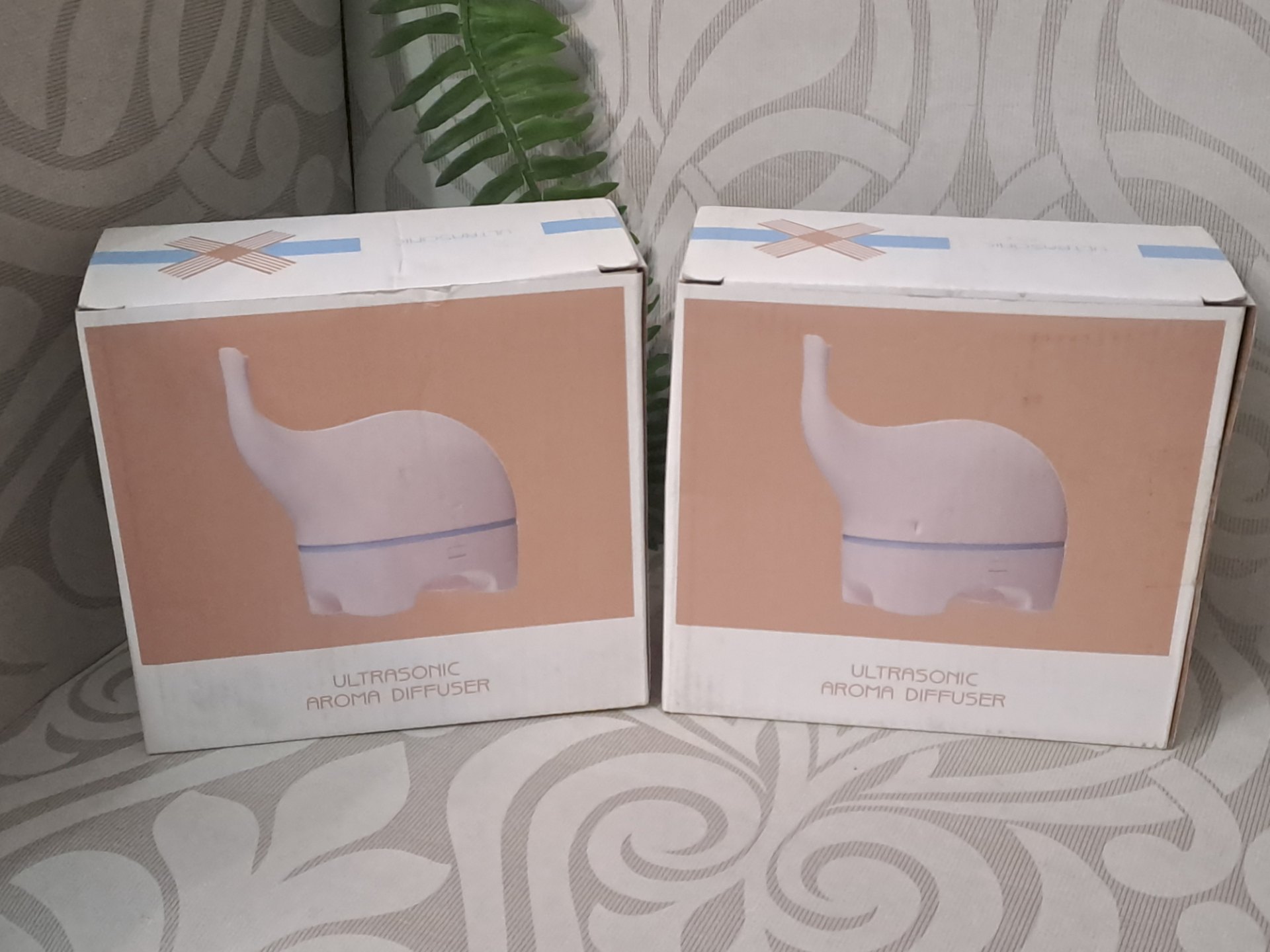 Lot of 2 Boxed Ultrasonic Aroma Diffusers — New, Factory-Sealed (boxes with light wear)