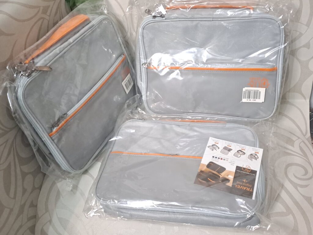 Lot of 3 grey polyester travel / digital organiser bags — new & sealed (3 identical)