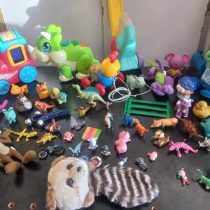 Assorted Mixed Lot of Children's Toys – approx 40 pcs incl. Fisher-Price electronic train (worked last time)