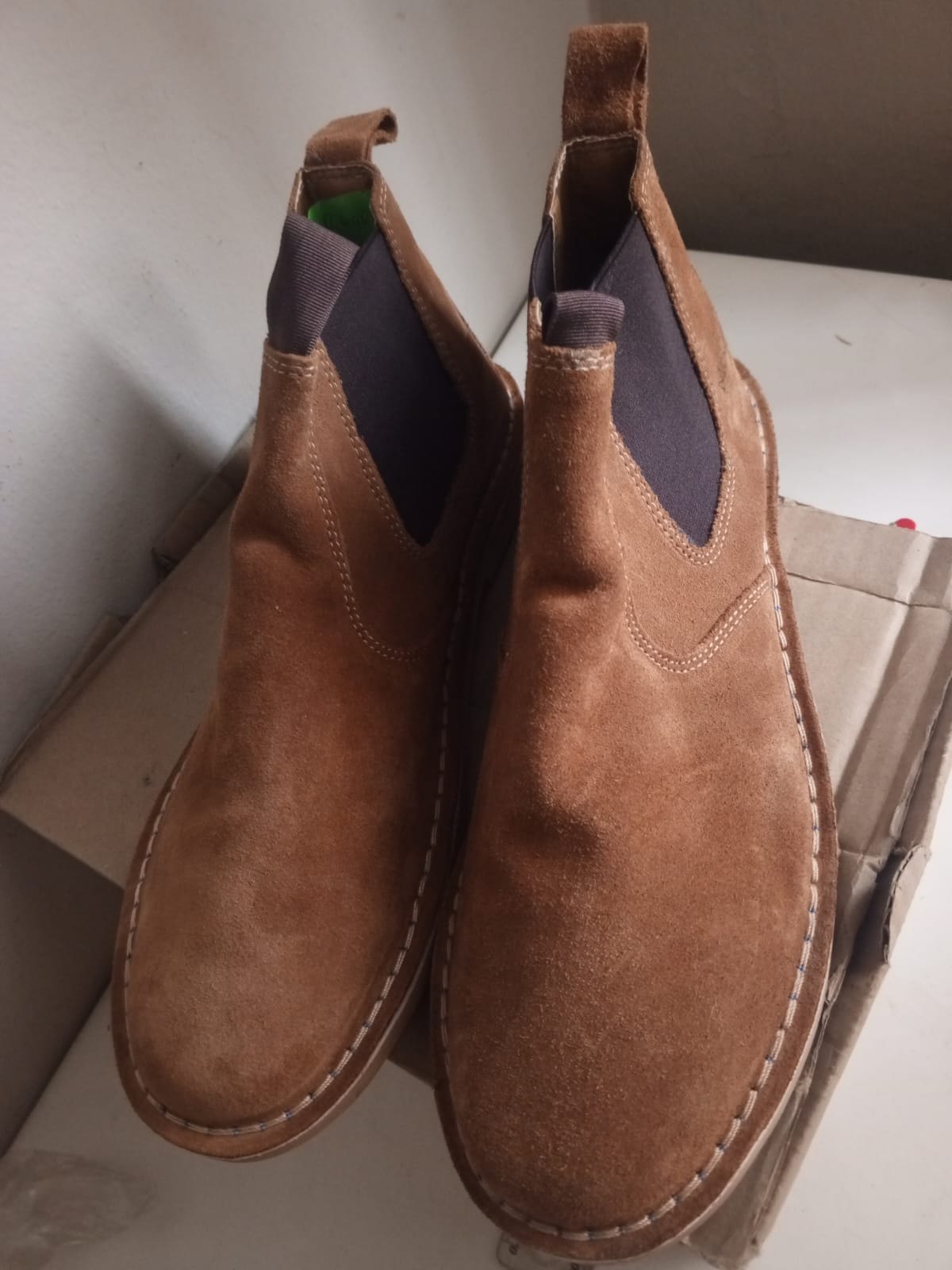 Pair of brown suede Chelsea boots — McCoy insole, UK 11, new without tags