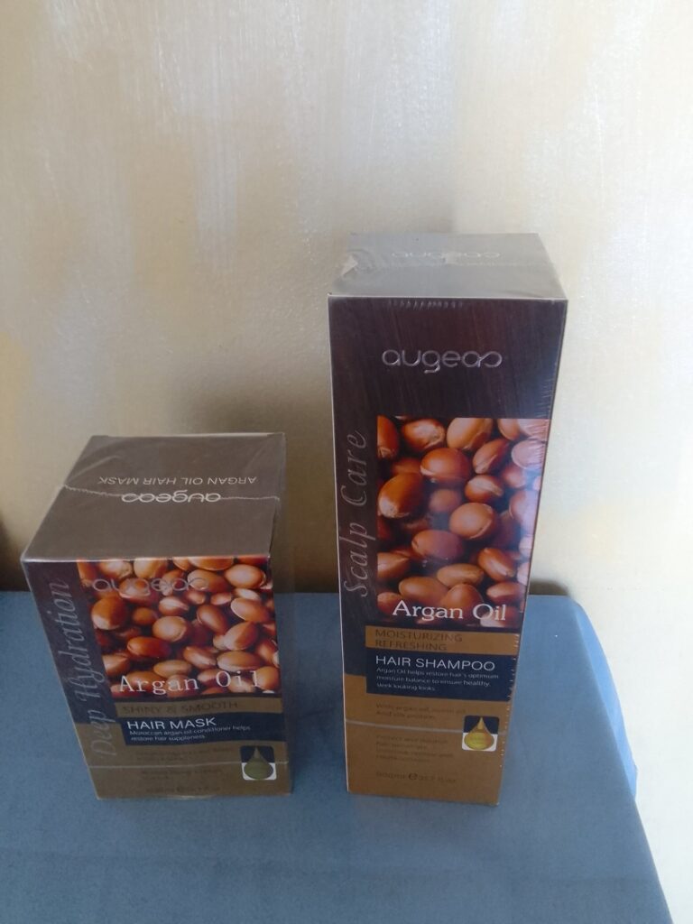 Argan Oil hair-care boxed set — Shampoo (900ml) + Hair Mask, factory-sealed