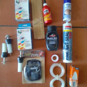 Mixed lot 12x small DIY, automotive & household items — Soudal Park Seal, Turtle Wax, Pritt, Osram bulb, ink cartridges (untested)