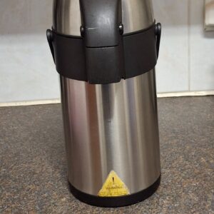 2.5 L Stainless Steel Vacuum Airpot / Pump Dispenser - Hinged Lid & Carry Handle, Used