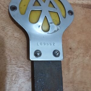 AA (Automobile Association) South Africa car badge on steel mounting bracket — stamped L69562