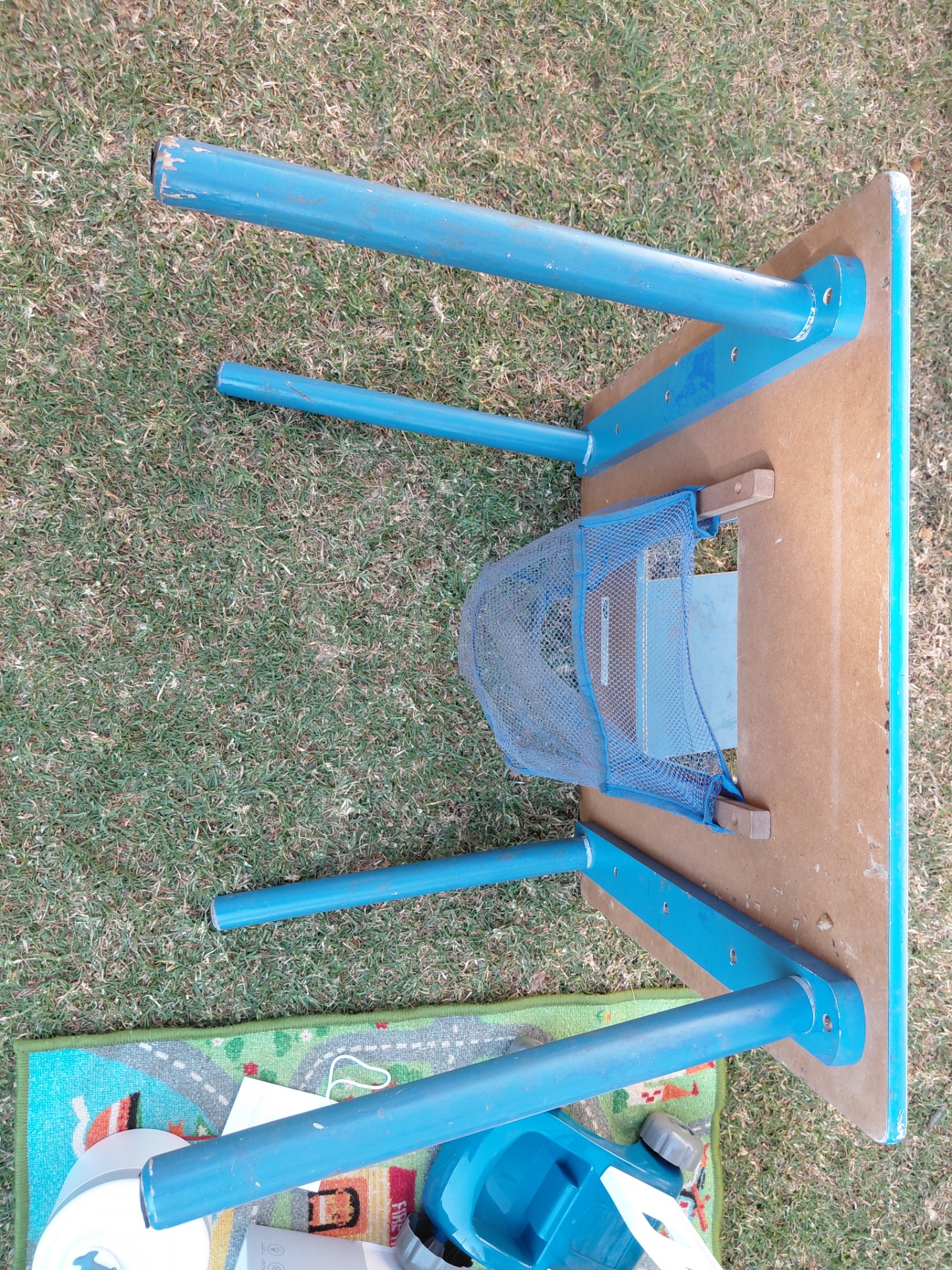 Mixed children’s toy lot — PJ Masks truck set, baby balance bike (broken handle), doctor trolley, Minion table, whale USB humidifier (working) & road play rug