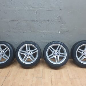 Set of 4 Mercedes AMG alloy wheels with Continental ContiSportContact 225/45 R17 tyres — used, curb rash & tyre cracking