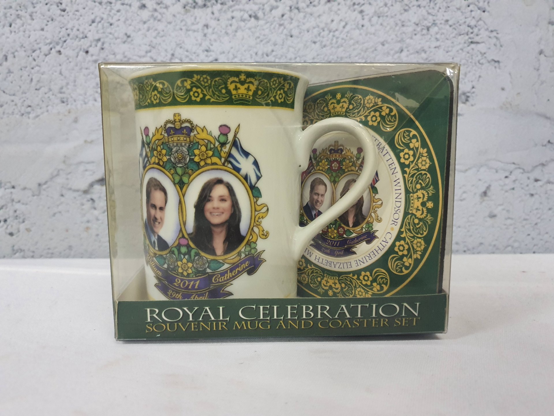 Royal Celebration 2011 William & Catherine souvenir mug & coaster set — boxed