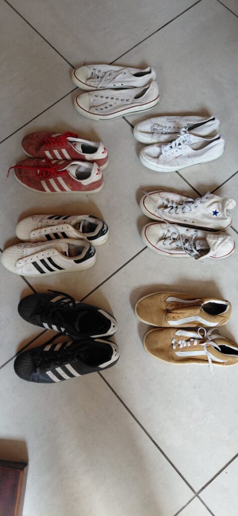 Lot: 7 Pairs Men’s Branded Sneakers (Adidas, Converse, Superga visible) — Lightly Used