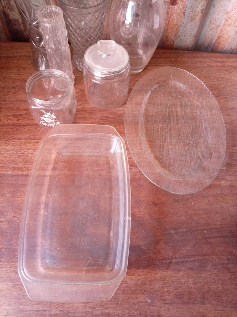 Joblot of Mixed Glassware — Assorted Vases, Jars, Oval Plate & Rectangular Dish